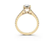 Emerald Cut Hidden Halo Pave Engagement Ring Setting | Claw Prongs | Yellow Gold
