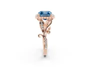 Asscher Cut Leaf Halo Engagement Ring Setting for a Fancy Blue Lab-Grown Diamond | Rose Gold