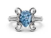 Pear-Shaped Scroll Engagement Ring Setting for a Fancy Blue Lab-Grown Diamond | Sterling Silver