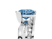Radiant Cut Graduated Bypass Engagement Ring Setting for a Fancy Blue Lab-Grown Diamond | Split Shank | Sterling Silver