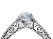 Marquise Vintage Engraved Pavé Engagement Ring Setting for a Fancy Blue Lab-Grown Diamond | Milgrain Edges | Platinum