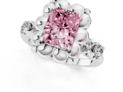 Radiant Cut Floral Engagement Ring Setting for a Fancy Pink Lab-Grown Diamond | Petal Frame | Sterling Silver