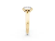 Radiant Cut Diamond Halo Ring Set in Yellow gold with Cathedral Band and Prong Setting