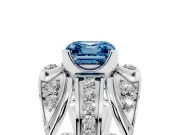 Asscher Cut Art Deco Engagement Ring Setting for a Fancy Blue Lab-Grown Diamond | Sterling Silver