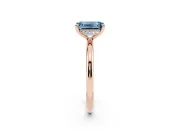 Emerald Cut Hidden Halo Ring Setting for a Fancy Blue Lab-Grown Diamond | Rose Gold