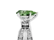 Fancy Green Three-Stone Pear Cut Diamond Twist Band Ring Set in White gold with Pavé Accents and Prong Setting