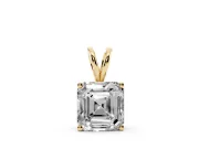 Asscher Cut Lab-Grown Diamond Solitaire Pendant Necklace | V-Shaped Bail | Yellow Gold