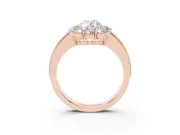 Oval Vintage Halo Engagement Ring Setting | Milgrain Channel Band | Rose Gold