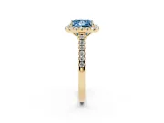 Princess Cut Raised Halo Engagement Ring Setting for a Fancy Blue Lab-Grown Diamond | Yellow Gold