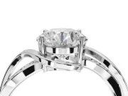 Round Bypass Solitaire Engagement Ring Setting | Pavé and Plain Strands | White Gold