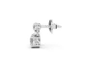 Round Lab-Grown Diamond Two Stone Drop Earrings | Bezel Accent Link | Sterling Silver