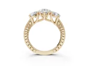 Pear-Shaped Vintage Three Stone Engagement Ring Setting | Graduated Pavé | Yellow Gold