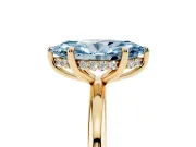 Fancy Blue Marquise Cut Diamond Solitaire Ring Set in Yellow gold with Thin Band and Prong Setting