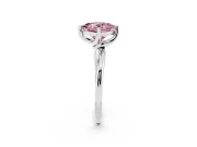 Princess Cut Bypass Solitaire Engagement Ring Setting for a Fancy Pink Lab-Grown Diamond | Plain Band | Sterling Silver