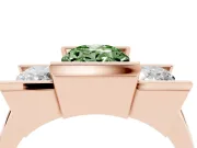 Fancy Green Oval Cut Diamond Three-Stone Channel Set Ring Set in Rose gold with Smooth Polished Band