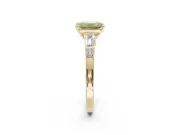 Emerald Cut Tapered Baguette Engagement Ring Setting for a Fancy Yellow Lab-Grown Diamond | Bar Set Sides | Yellow Gold