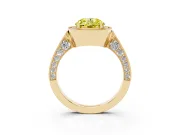 Round Milgrain Halo Engagement Ring Setting for a Fancy Yellow Lab-Grown Diamond | Side Stones | Yellow Gold