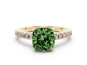 Cushion Cut Engagement Ring Setting for a Fancy Green Lab-Grown Diamond | Yellow Gold - Design NV-24649