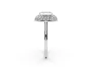 Asscher Cut Pave Halo Engagement Ring Setting | Slim Plain Band | Platinum