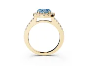 Heart-Shaped Halo Engagement Ring Setting for a Fancy Blue Lab-Grown Diamond | Single Row Pavé Band | Yellow Gold