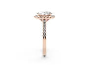 Oval Raised Halo Engagement Ring Setting | Pave Band | Rose Gold