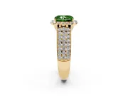 Radiant Cut Pavé Engagement Ring Setting for a Fancy Green Lab-Grown Diamond | Wide Three-Row Band | Yellow Gold