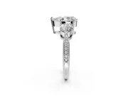 Pear-Shaped Three Stone Engagement Ring Setting | Tapered Pave Band | Platinum