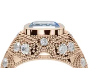 Asscher Cut Vintage Bezel Engagement Ring Setting for a Fancy Blue Lab-Grown Diamond | Rose Gold
