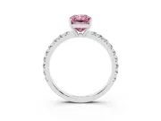Radiant Cut Pave Solitaire Engagement Ring Setting for a Fancy Pink Lab-Grown Diamond | Shared Prong Band | Platinum