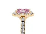 Princess Cut Raised Halo Engagement Ring Setting for a Fancy Pink Lab-Grown Diamond | Yellow Gold