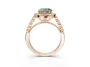 Heart-Shaped Graduated Milgrain Halo Engagement Ring Setting for a Fancy Green Lab-Grown Diamond | Rose Gold