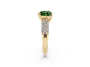 Heart-Shaped Close Set Pave Engagement Ring Setting for a Fancy Green Lab-Grown Diamond | Multi Row | Yellow Gold