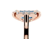Emerald Cut Claw Corner Halo Engagement Ring Setting for a Fancy Blue Lab-Grown Diamond | Slim Plain Band | Rose Gold