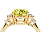 Round Cluster Accent Engagement Ring Setting for a Fancy Yellow Lab-Grown Diamond | Yellow Gold