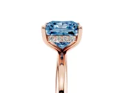 Fancy Blue Princess Cut Diamond Solitaire Ring Set in Rose gold with Thin Band and Prong Setting