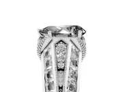 Fancy Black Pear Cut Diamond Vintage-Inspired Milgrain Ring Set in White gold with Accent Split Shank