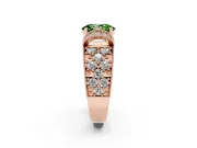 Oval Vintage Milgrain Pave Engagement Ring Setting for a Fancy Green Lab-Grown Diamond | Crescent Side Rows | Rose Gold
