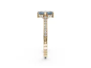 Emerald Cut Vintage Cathedral Engagement Ring Setting for a Fancy Blue Lab-Grown Diamond | Carved Band | Yellow Gold