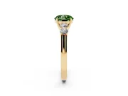 Round Close Set Five Stone Engagement Ring Setting for a Fancy Green Lab-Grown Diamond | Yellow Gold