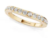 Round Diamond Curved Eternity Band Set in Yellow gold with Pavé Prong Setting