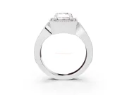 Radiant Cut Milgrain Halo Engagement Ring Setting | Open Loop Shoulders | Sterling Silver