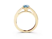 Fancy Blue Pear Cut Diamond Solitaire Ring Set in Yellow gold with Prong Setting and Classic Band