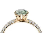 Pear-Shaped Domed Pavé Engagement Ring Setting for a Fancy Green Lab-Grown Diamond | Yellow Gold
