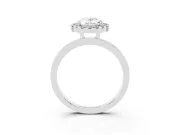 Oval Thin Halo Engagement Ring Setting | Plain Polished Band | Platinum