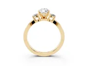 Three-Stone Pear Cut Diamond Twist Band Ring Set in Yellow gold with Pavé Accents and Prong Setting