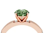 Oval Vintage Pavé Engagement Ring Setting for a Fancy Green Lab-Grown Diamond | Rose Gold