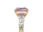 Asscher Cut Tapered Baguette Engagement Ring Setting for a Fancy Pink Lab-Grown Diamond | Bar Set Sides | Yellow Gold