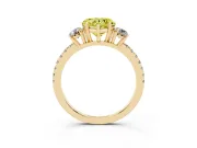 Heart-Shaped Three Stone Engagement Ring Setting for a Fancy Yellow Lab-Grown Diamond | Pave Shoulders | Yellow Gold