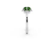 Cushion Cut Petal Halo Engagement Ring Setting for a Fancy Green Lab-Grown Diamond | Sterling Silver