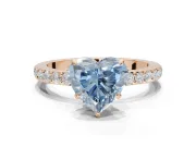 Heart-Shaped Hidden Halo Engagement Ring Setting for a Fancy Blue Lab-Grown Diamond | Pavé Band | Rose Gold